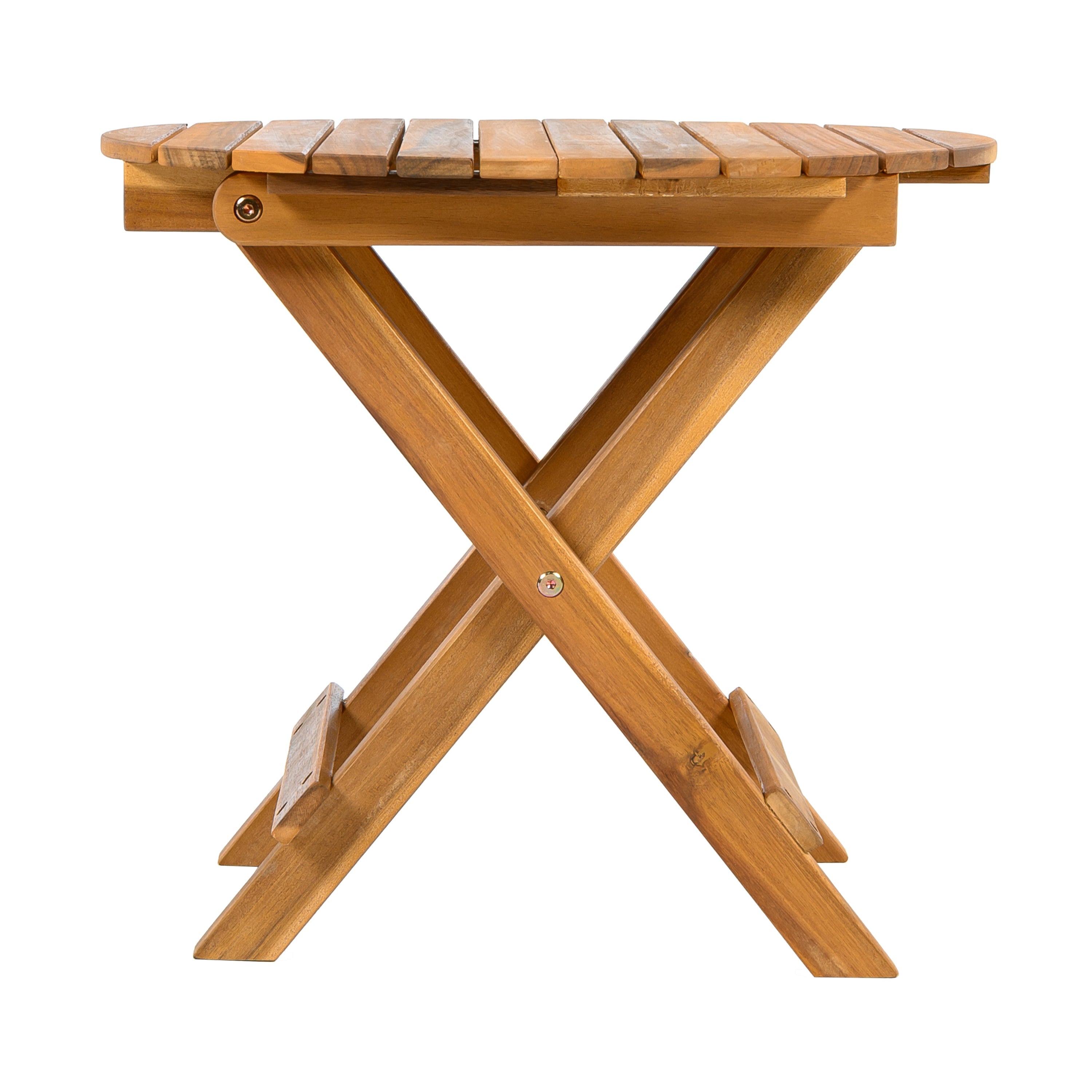 Outdoor Conversation Set Acacia Wood Cream Cushion 3 Piece Foldable