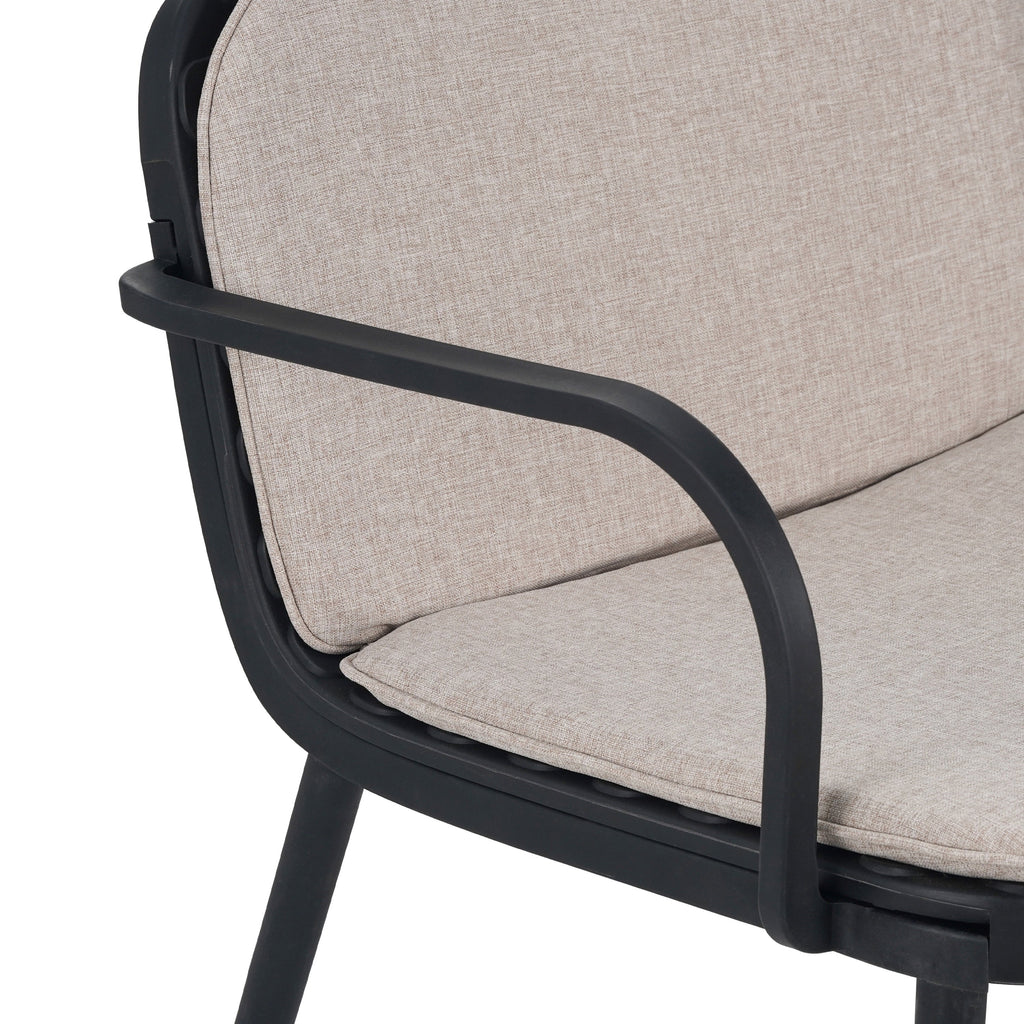 Outdoor Chat Set Polypropylene Black Beige Cushion 3 Piece Loveseat