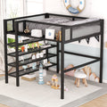 Loft Bed With 4 Tier Shelves And Storage