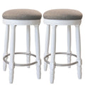 360° Swivel Wooden Barstools With Upholstered Seat, Counter Height (Set of 2)