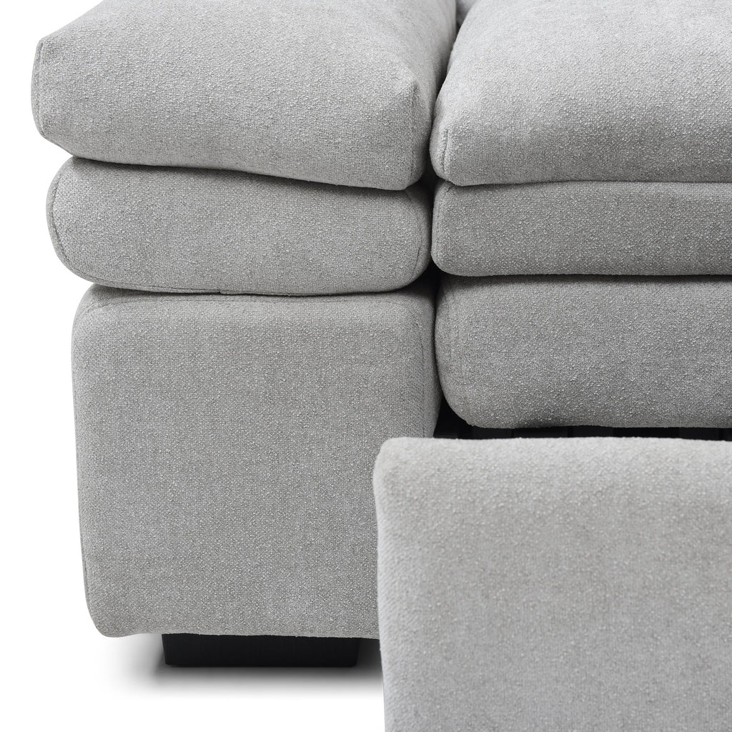 Sofa Bed 3-in-1 Linen Gray Pull-Out Chaise Recliner Armchair 164 LB