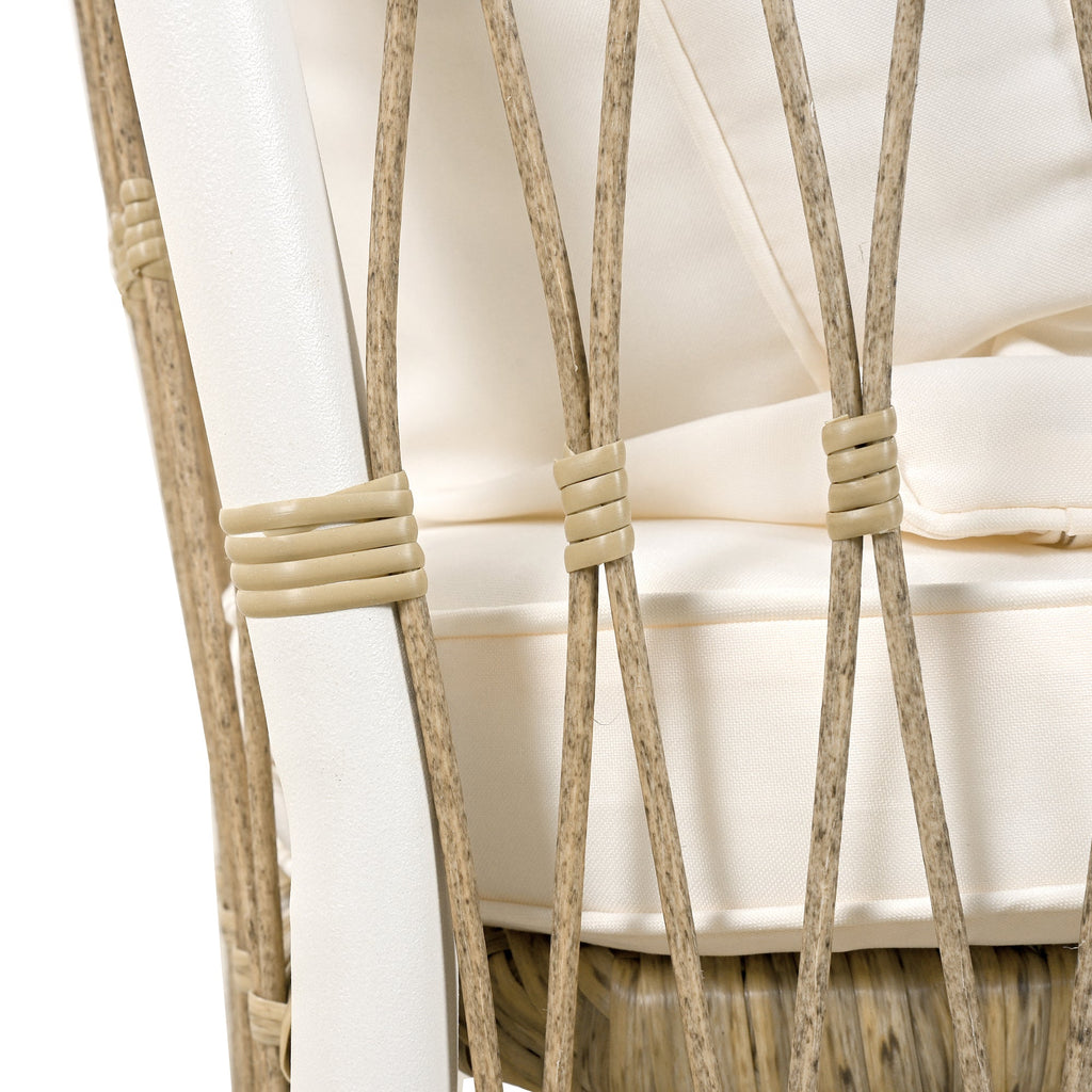 Outdoor Dining Set Acacia Wood PE Wicker Armchair 7 Piece Seats 6