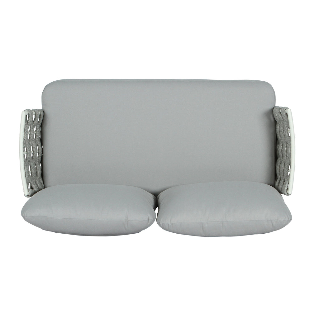 Outdoor Sofa Set Steel Rope Off White Gray Cushion 4 Piece Seats 4