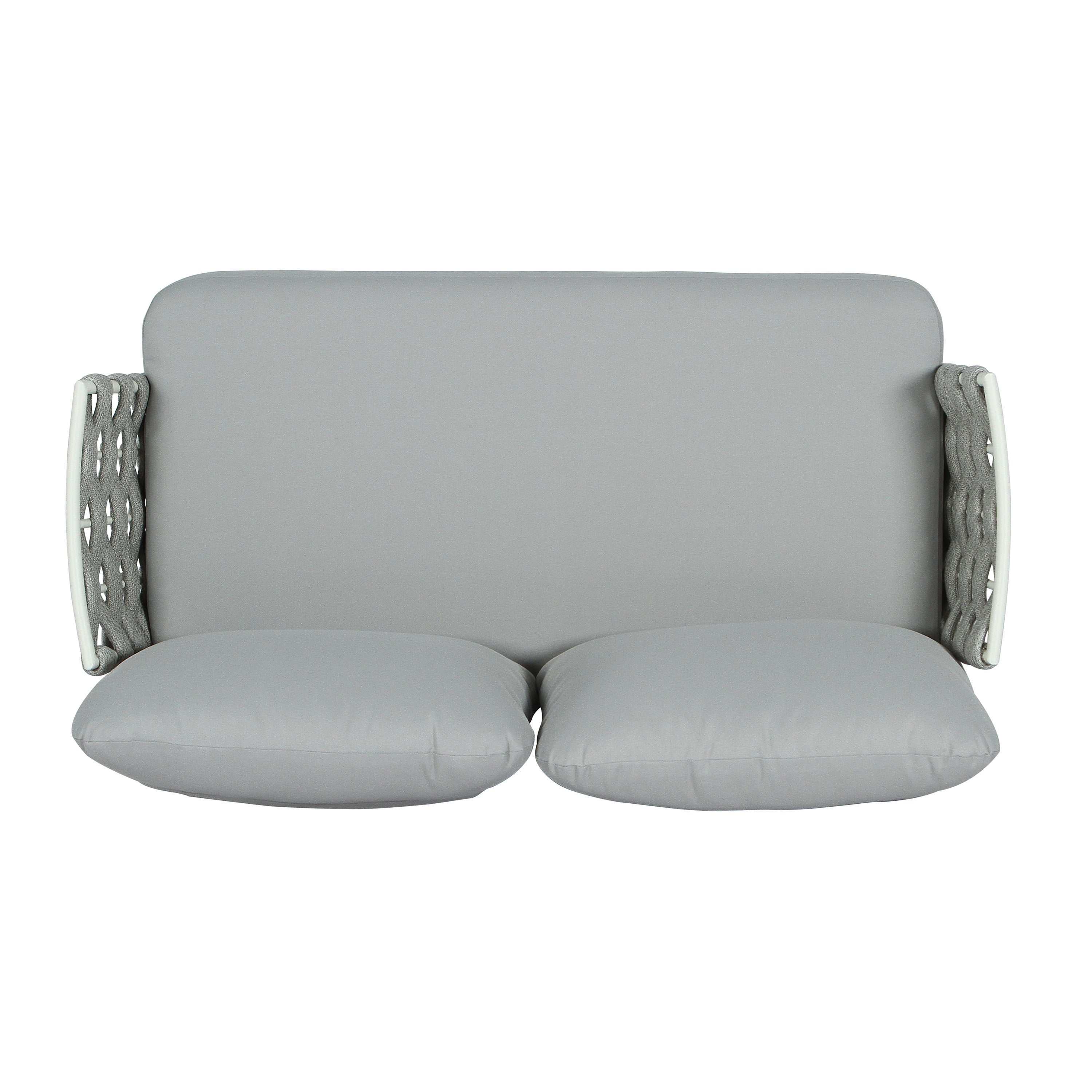 Outdoor Sofa Set Steel Rope Off White Gray Cushion 4 Piece Seats 4