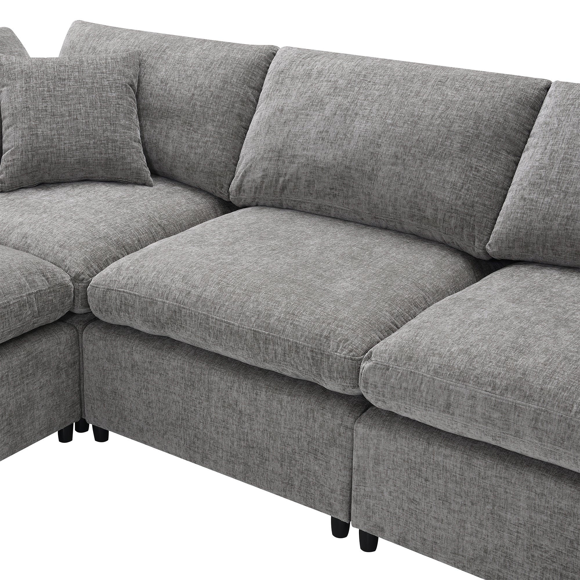 6-Seat U-Shape Modular Sofa with Ottoman, 130