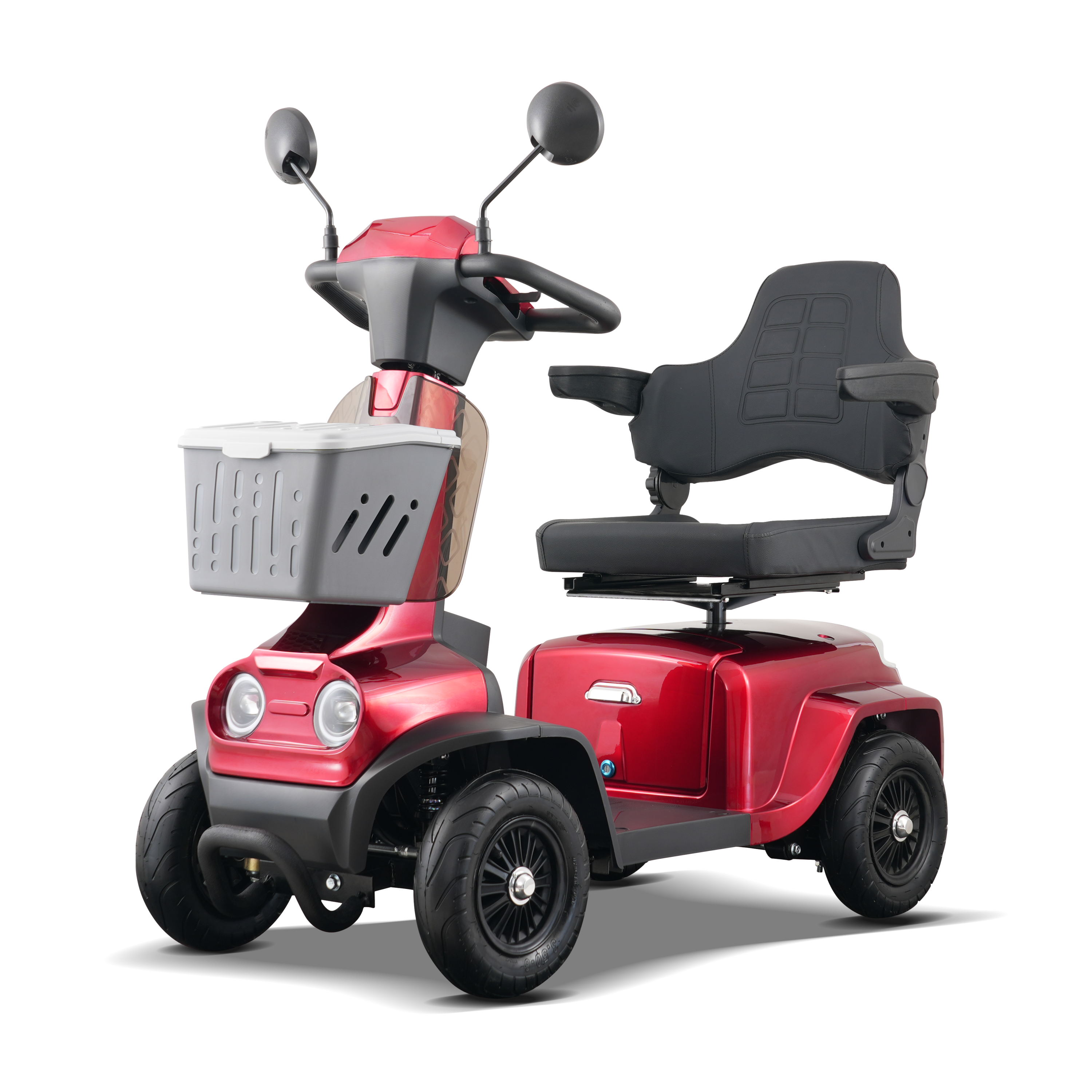 Mobility Scooter 4-Wheel Heavy Duty Red 300 LB 37 Mile Range USB 350W