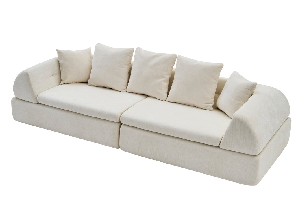 Sectional Sofa Cloud Modular White 4 Seat 104 In No Assembly Deep Seat