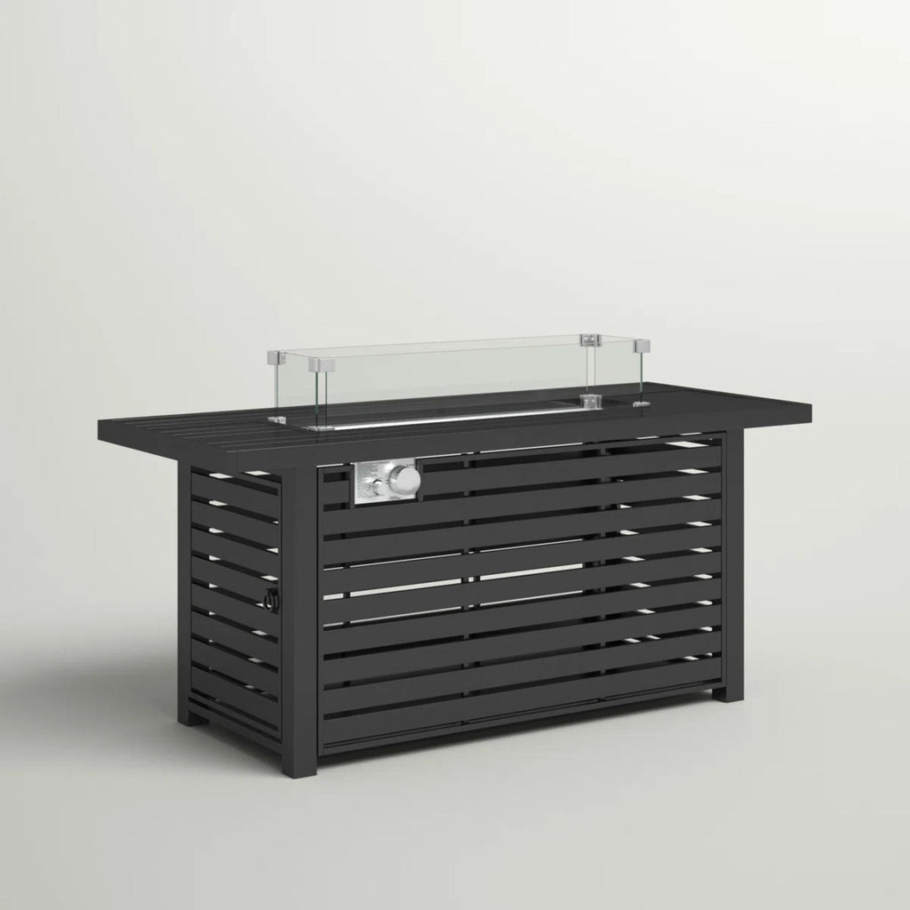 Propane Fire Pit Table With Cover - Black