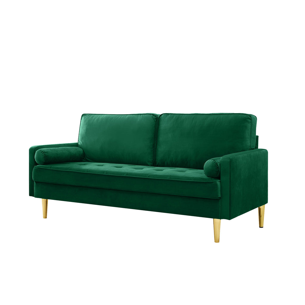 Sofa Minimalist Velvet Green Metal Legs 2 Seat 65 In 800 LB