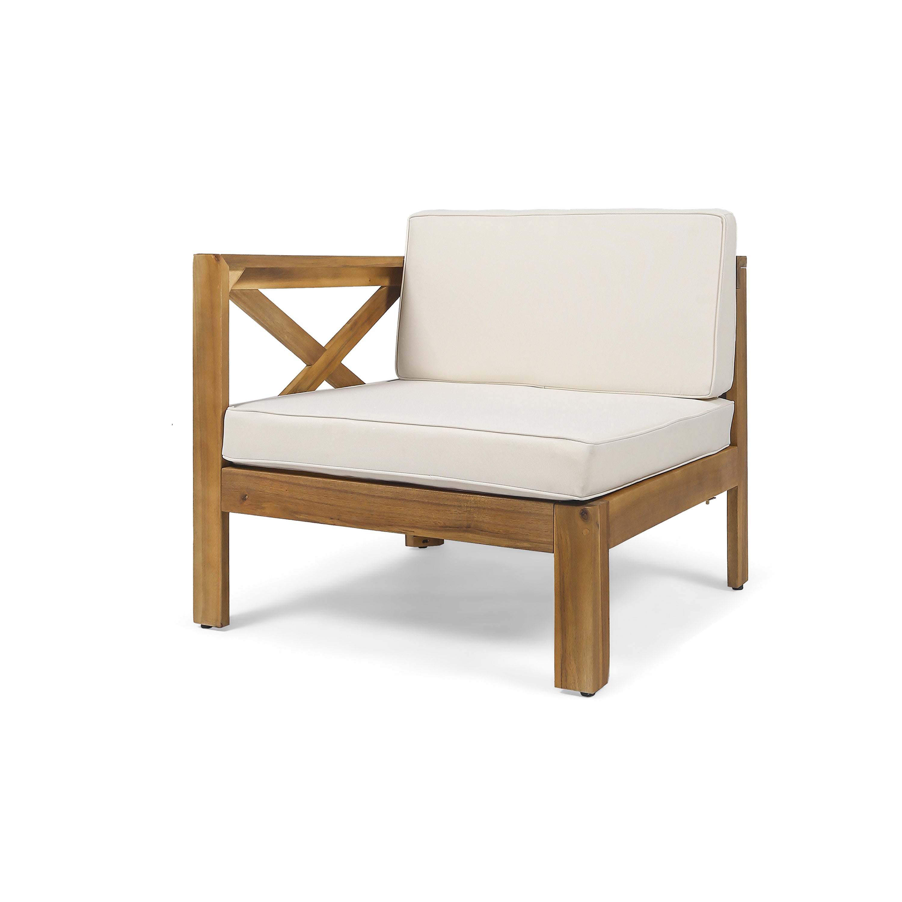 Outdoor Sectional Set Acacia Wood Beige 5 Piece L Shape Seats 4
