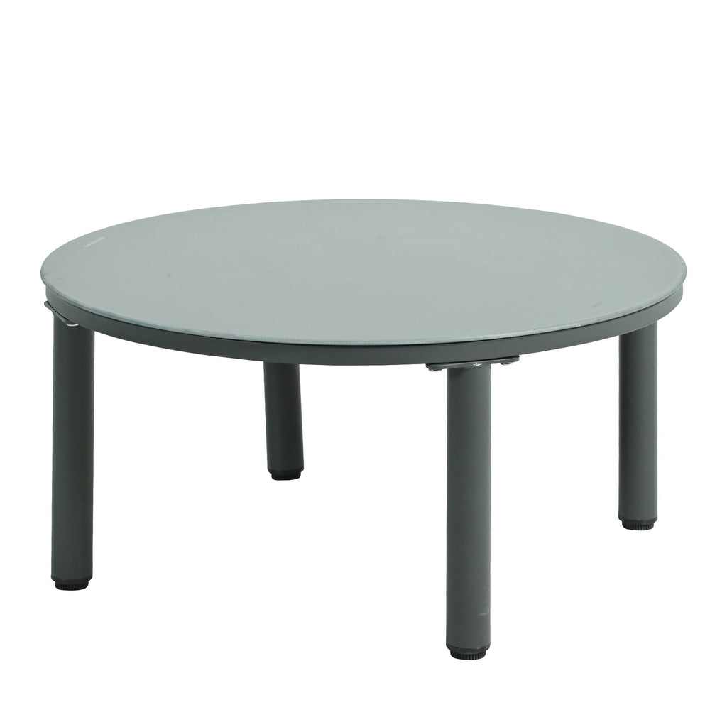 Outdoor Patio Set Half Moon Wicker Aluminum Gray 8 Piece 2 Tables