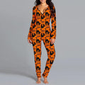 Halloween Printed Jumpsuit - Long Sleeve Home Pajamas