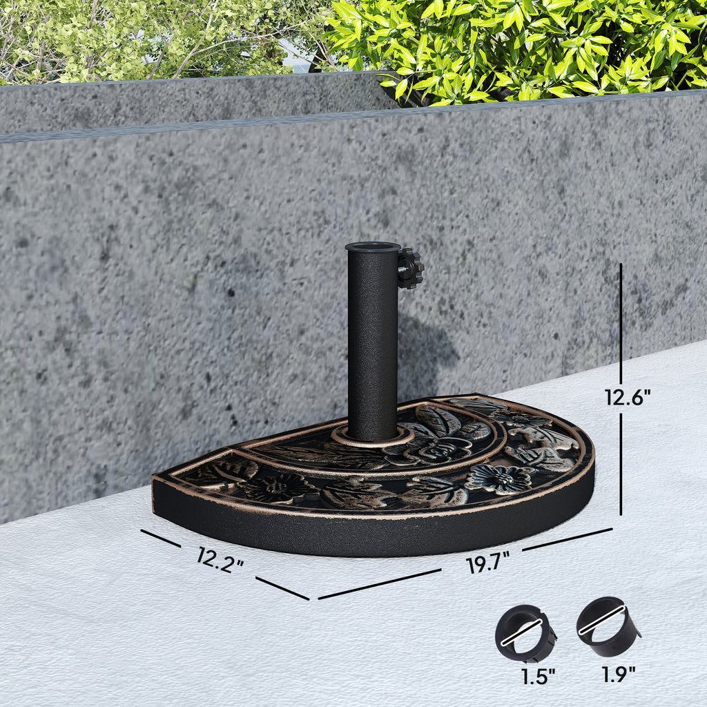 Patio Umbrella Half Round Base Bronze 19.75" x 12.25