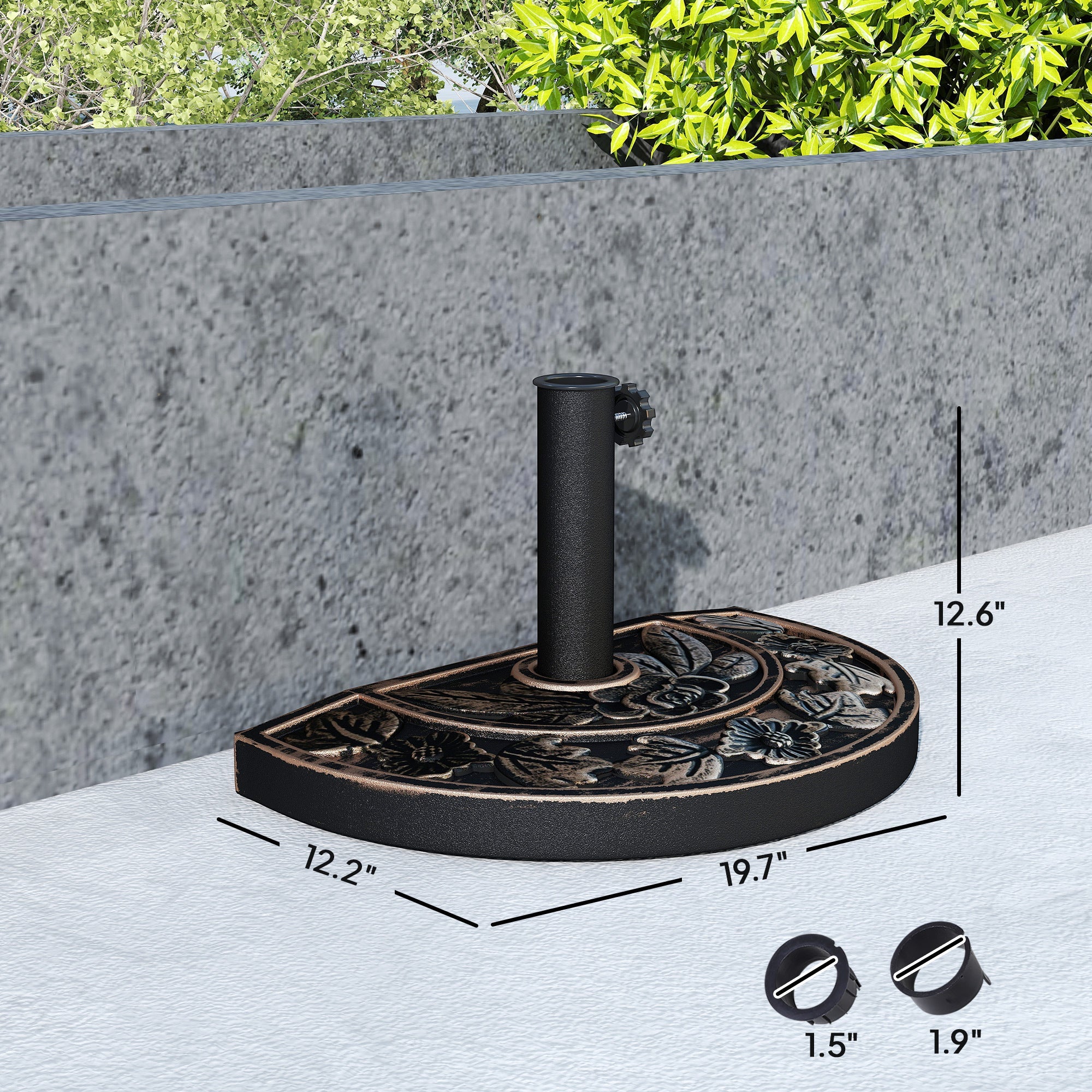 Patio Umbrella Half Round Base Bronze 19.75" x 12.25