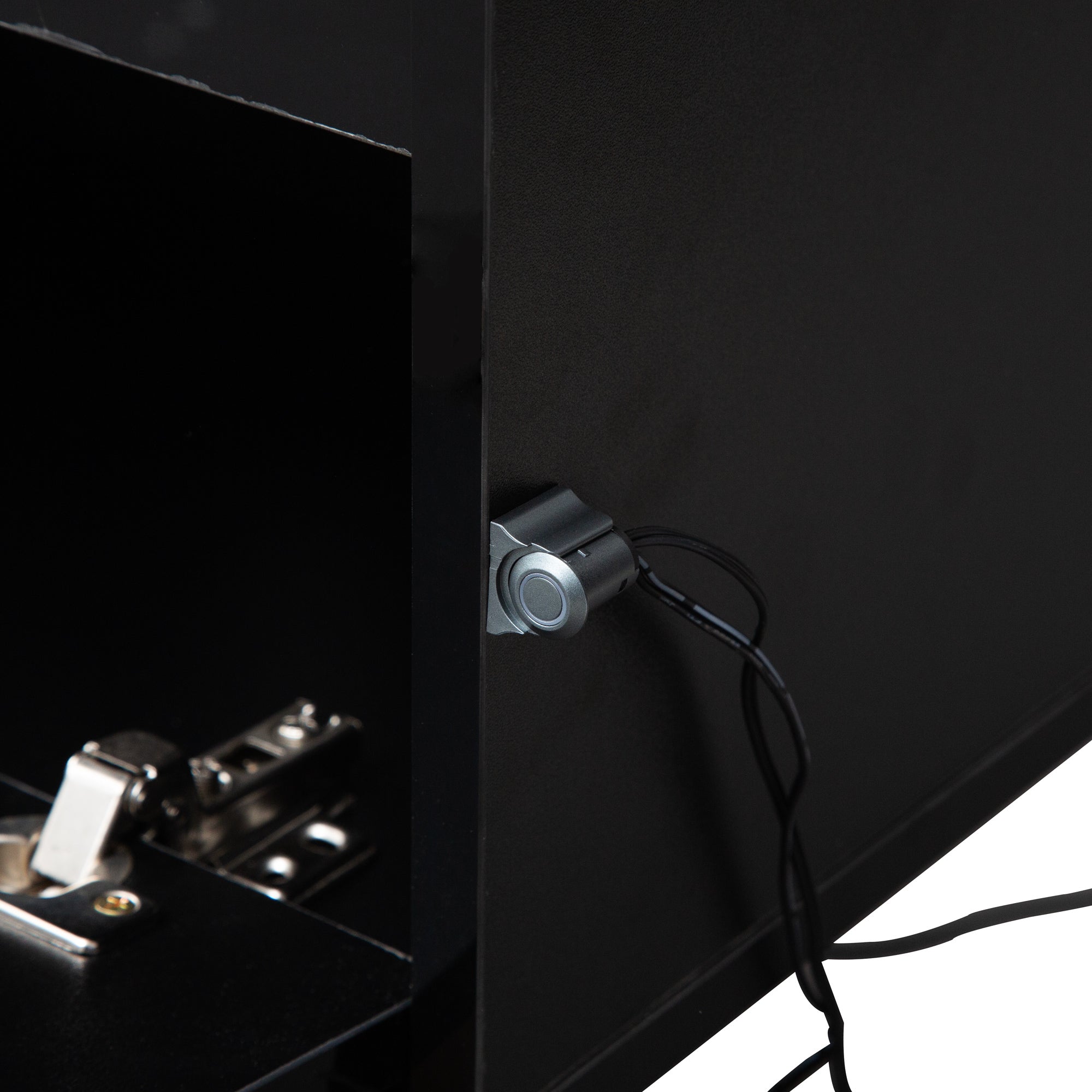 TV Stand Wall-Mounted Floating LED Black MDF 3 AC 2 USB Fits 65 In TV