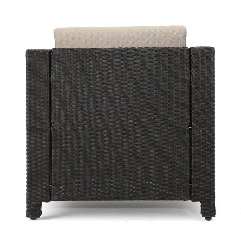 Outdoor Patio Set PE Rattan Dark Brown 4 Piece Loveseat Chairs Coffee Table