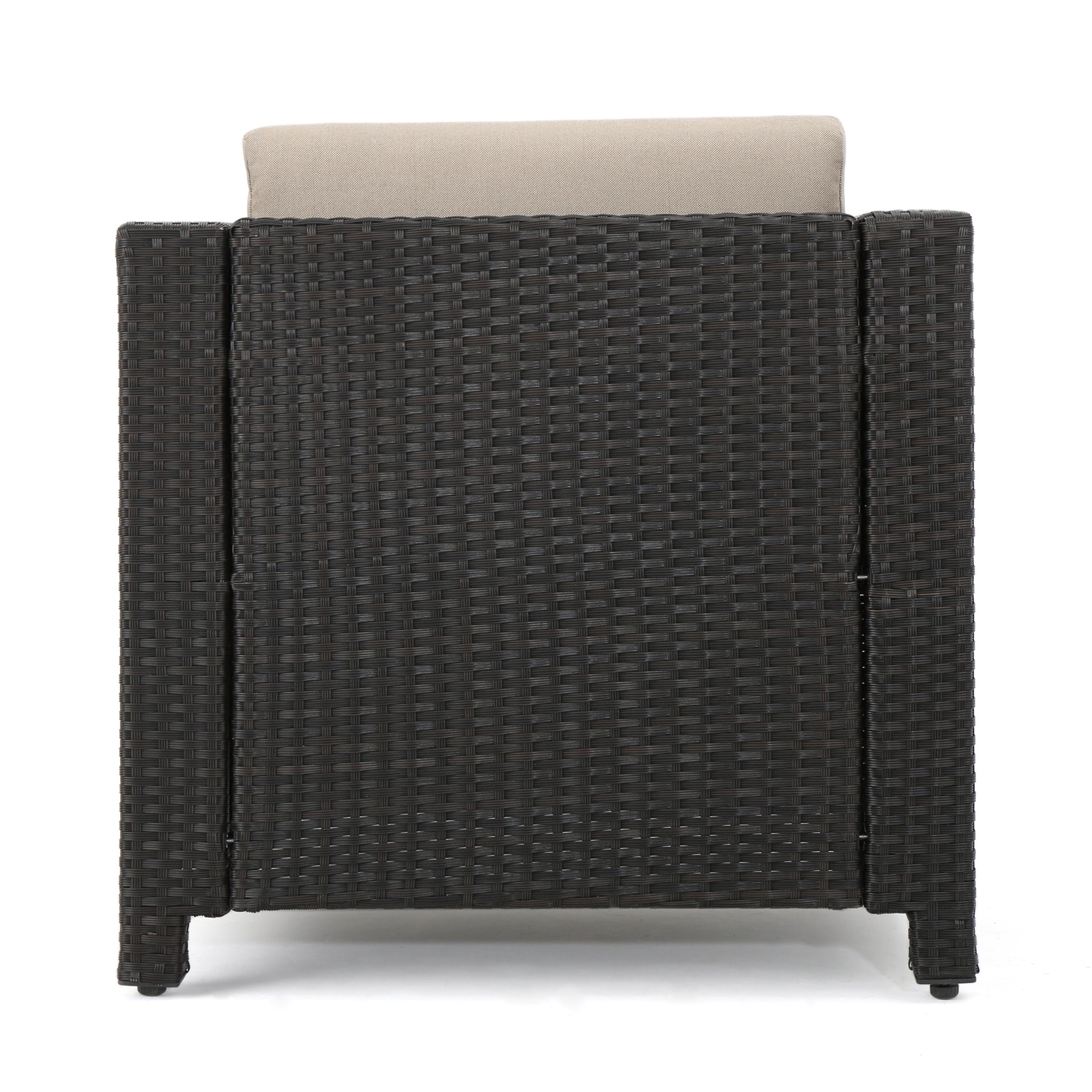 Outdoor Patio Set PE Rattan Dark Brown 4 Piece Loveseat Chairs Coffee Table