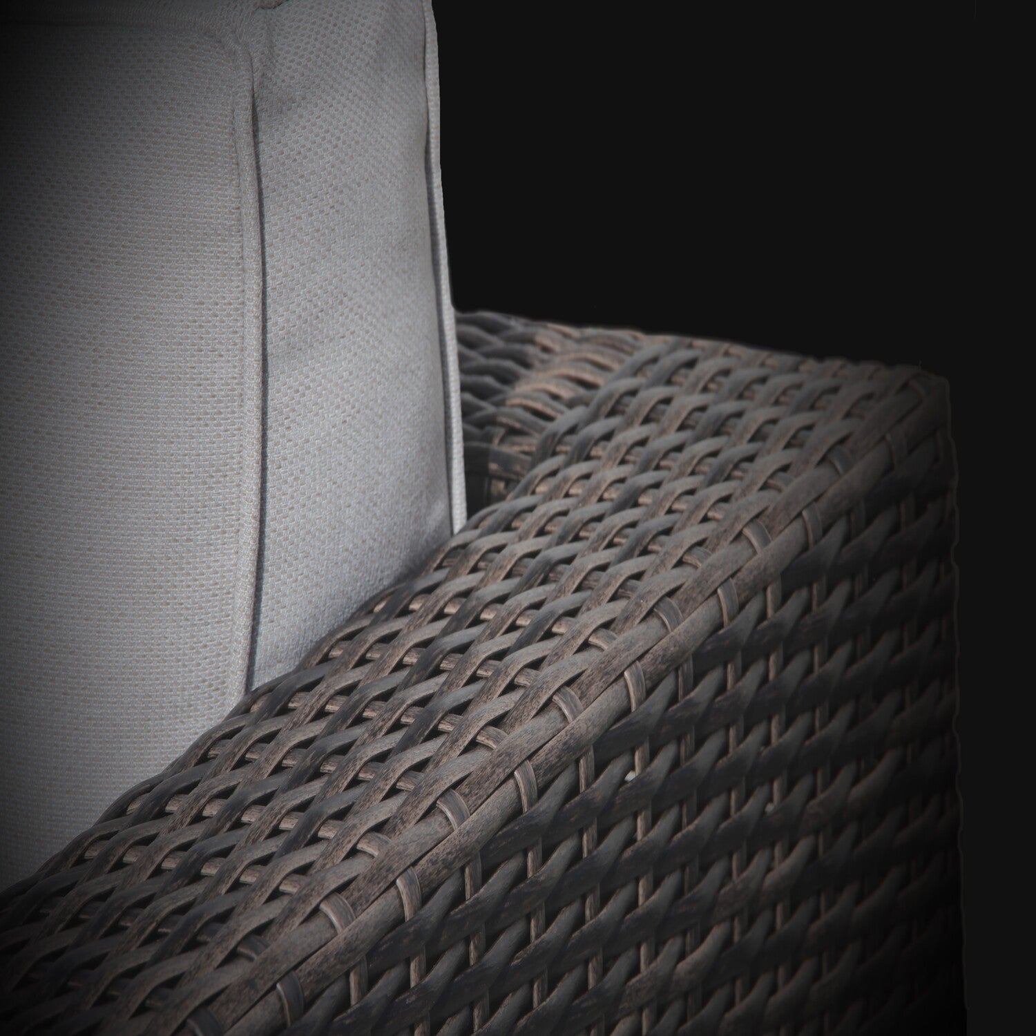 Outdoor Club Chair Wicker Espresso Gray Cushion Aluminum 2 Piece 600 LB