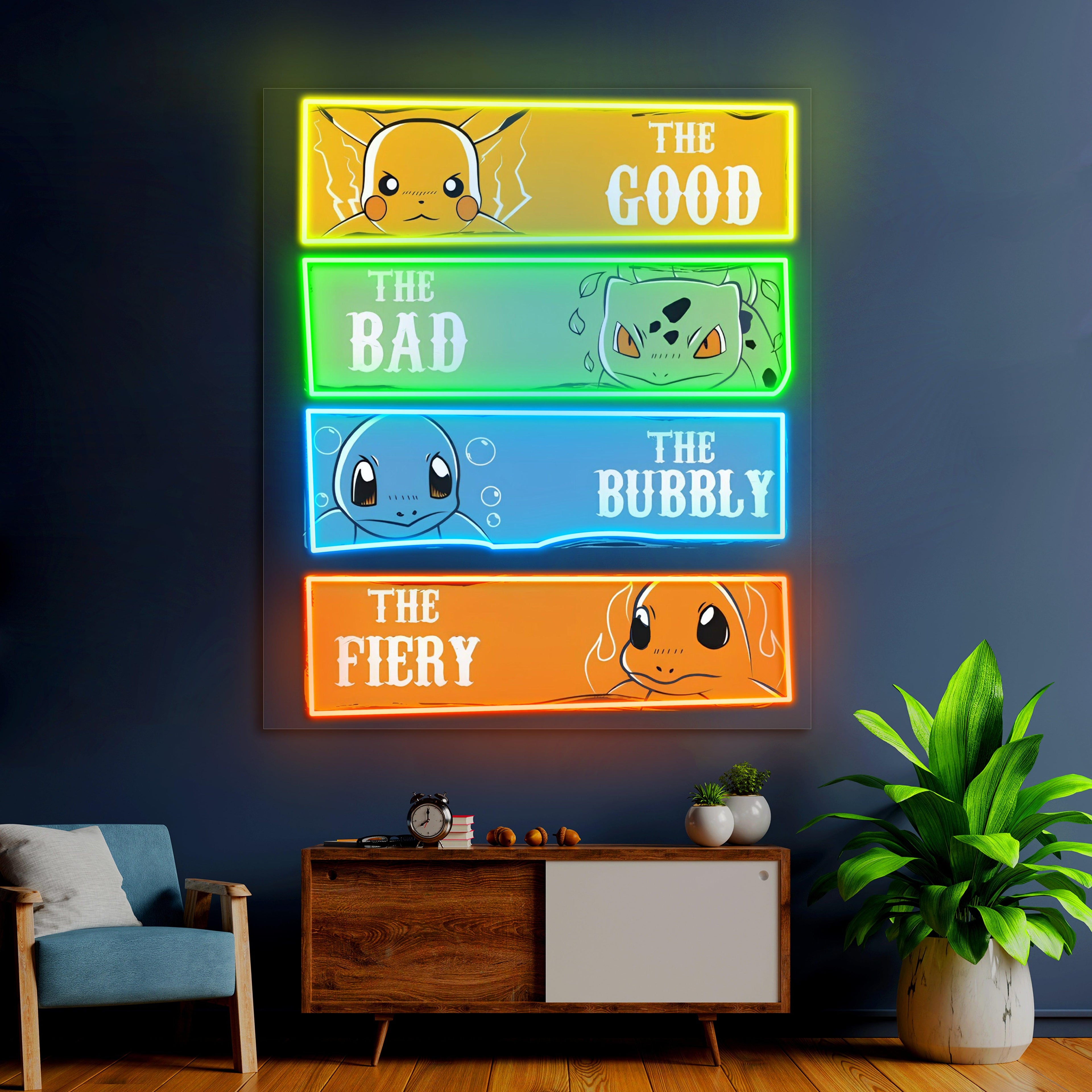 Pikachu LED Neon Wall Sign - Handcrafted UV Print Pokemon Acrylic Wall Decor Light