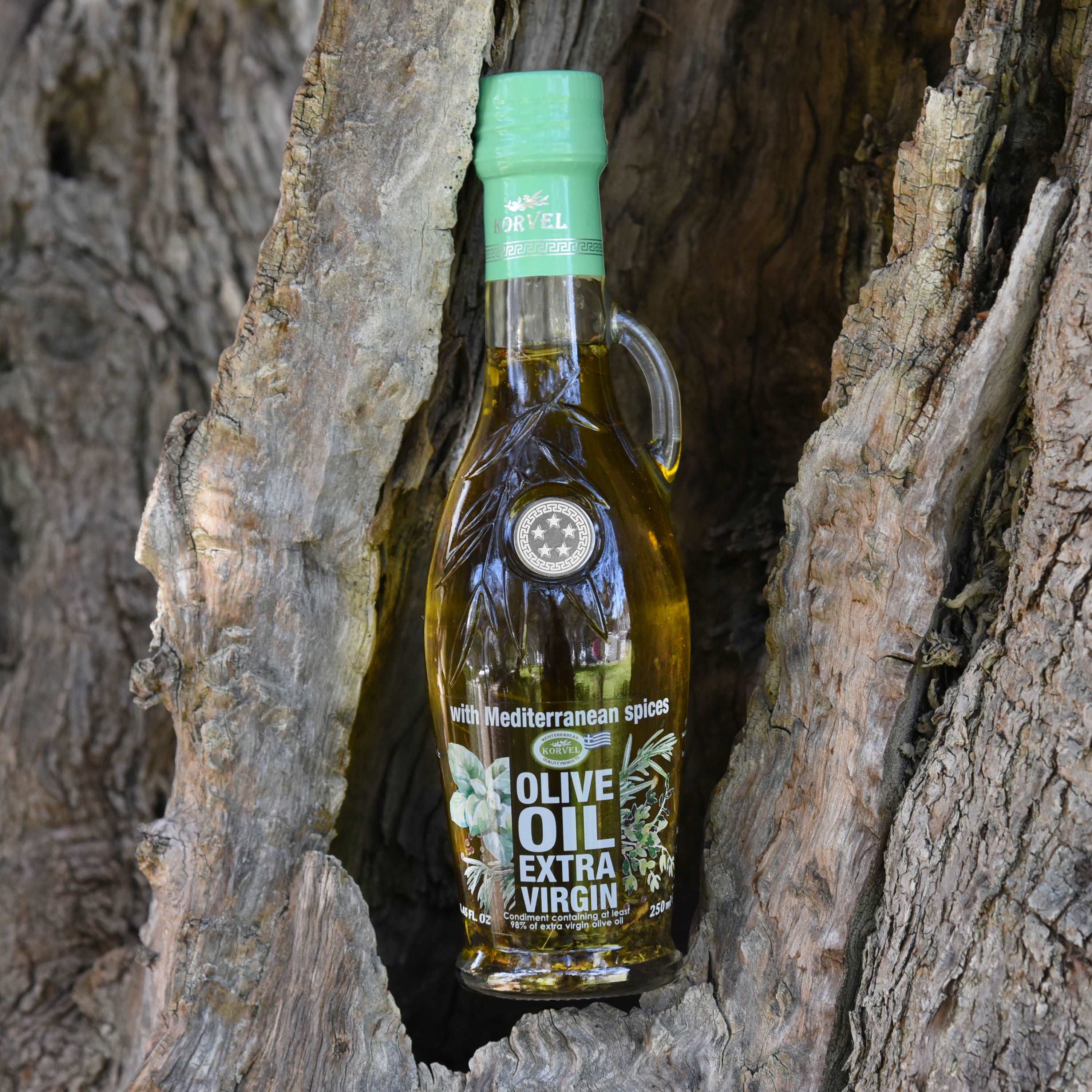 KORVEL Greek Extra Virgin Olive Oil with Mediterranean Herbs - 8.45 fl oz