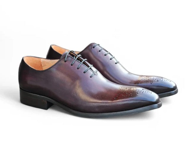 Burnished Calfskin Lace-Up Oxford Chestnut