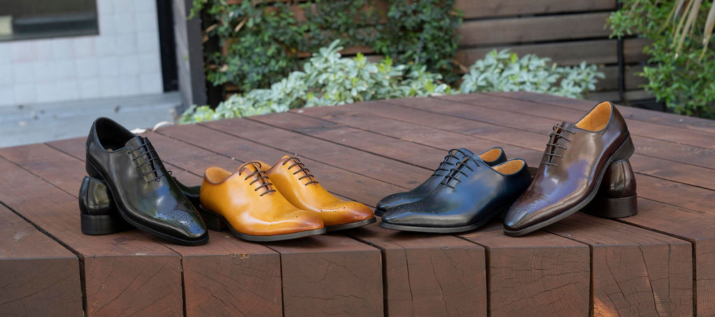 Burnished Calfskin Lace-Up Oxford Navy