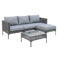 Outdoor Sectional Set Aluminum Woodgrain Gray L-Shape Adjustable Feet
