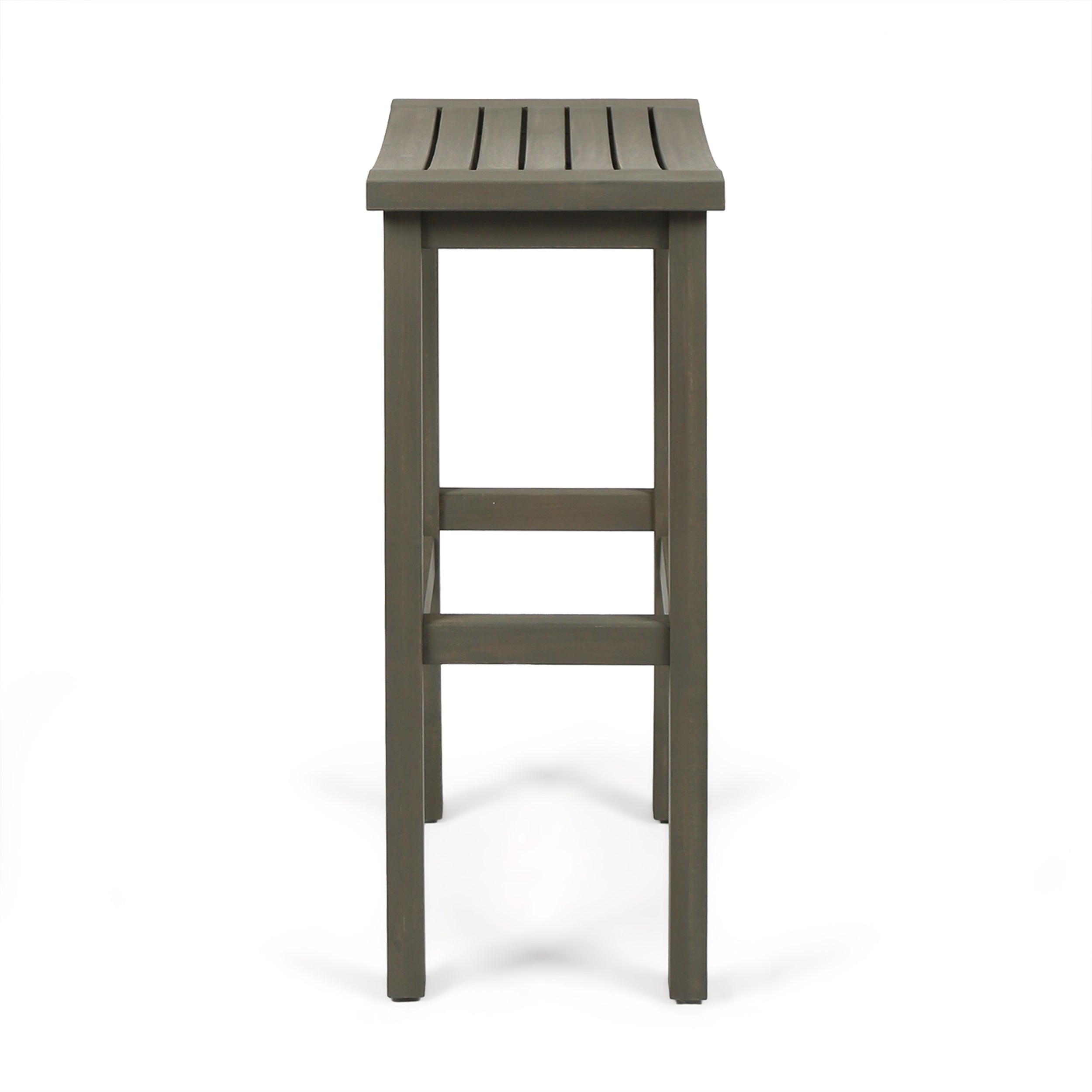 Outdoor Balcony Bar Set Acacia Wood Gray 3 Piece Table 2 Stools Seats 2