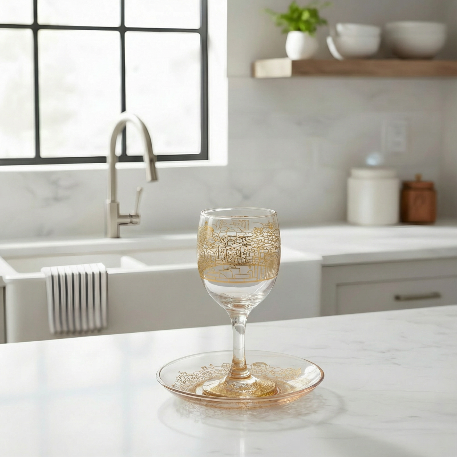 Classic Jerusalem Glass Kiddush Cup – Jerusalem Glass Series
