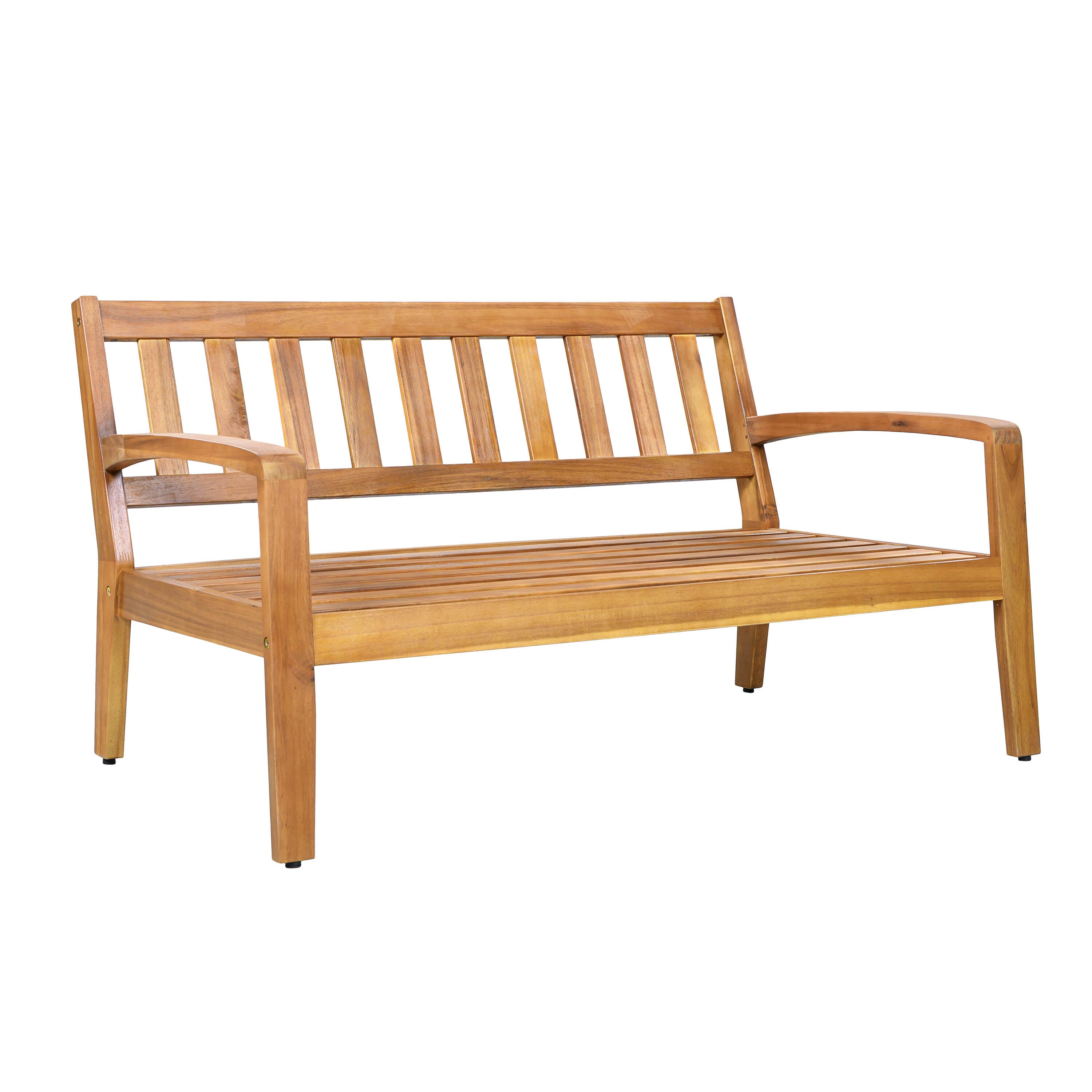 Outdoor Conversation Set Acacia Wood Teak Beige Cushion 2 Piece