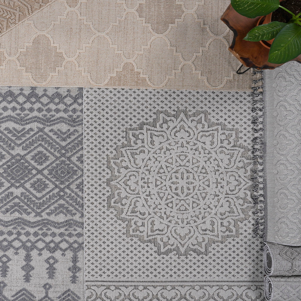Guros - 6' X 9' Geometric Indoor / Outdoor Area Rug - Mocha