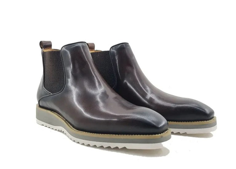 Burnished Calfskin Slip-On Boot Brown