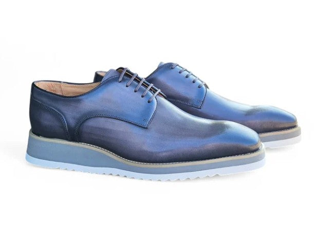 Burnished Calfskin Lace-Up Shoe Grey