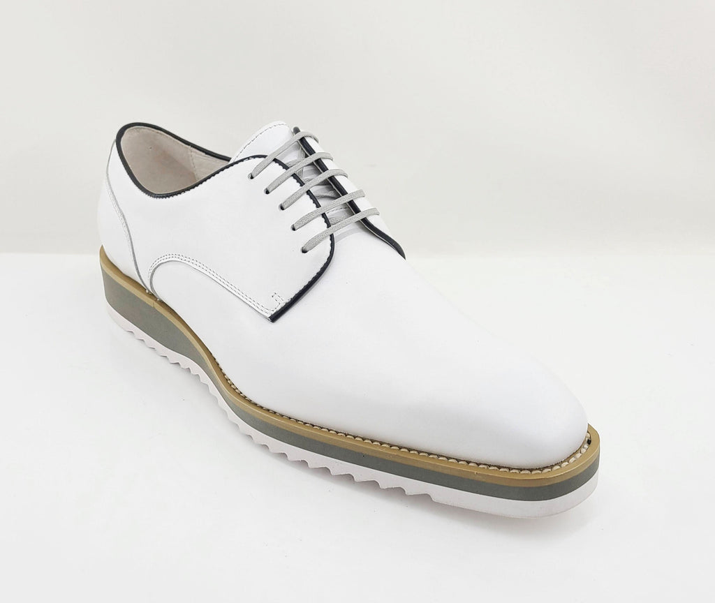 Burnished Calfskin Lace-Up Shoe White