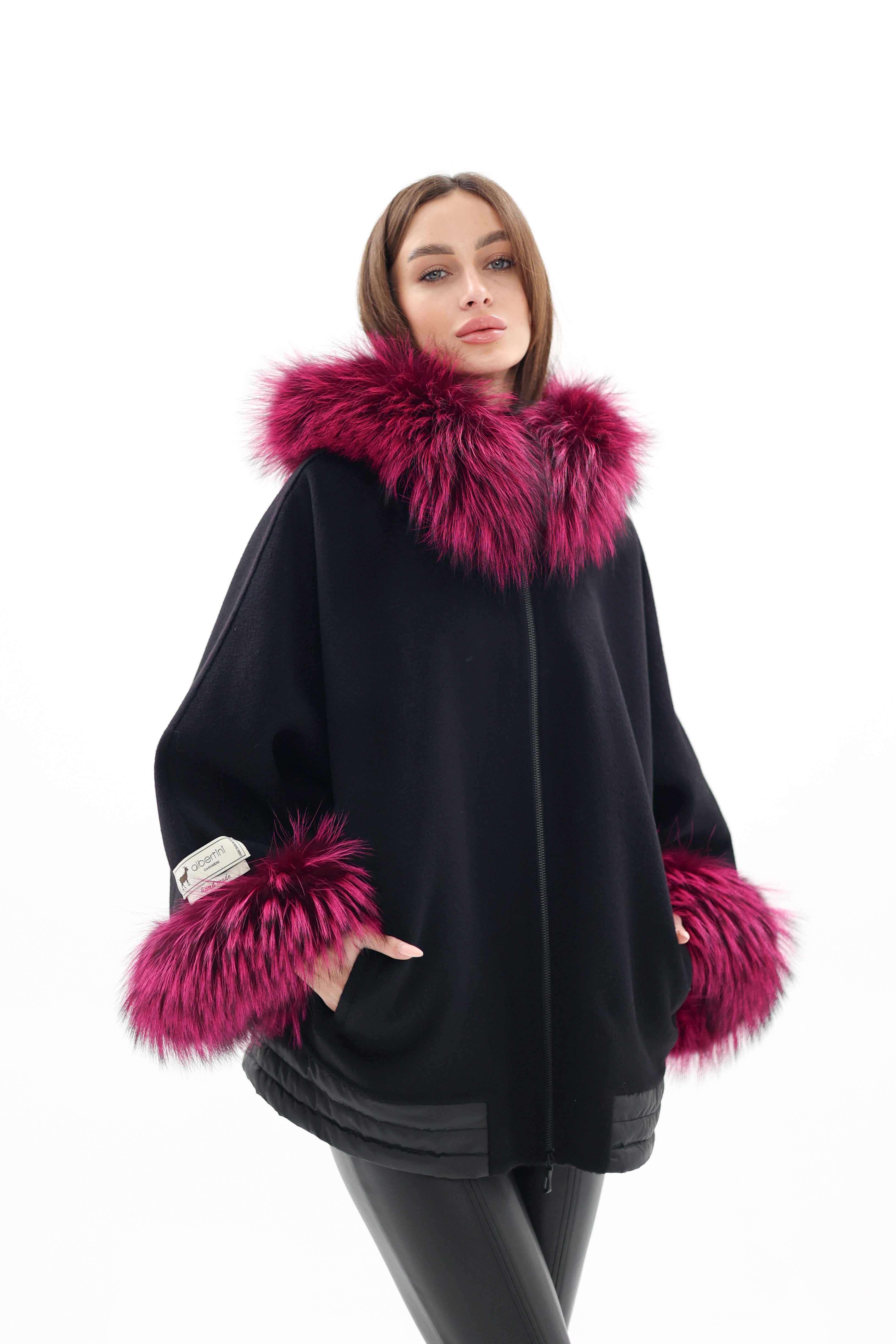 Saga®Furs Silver Fox Cashmere Blend Coat