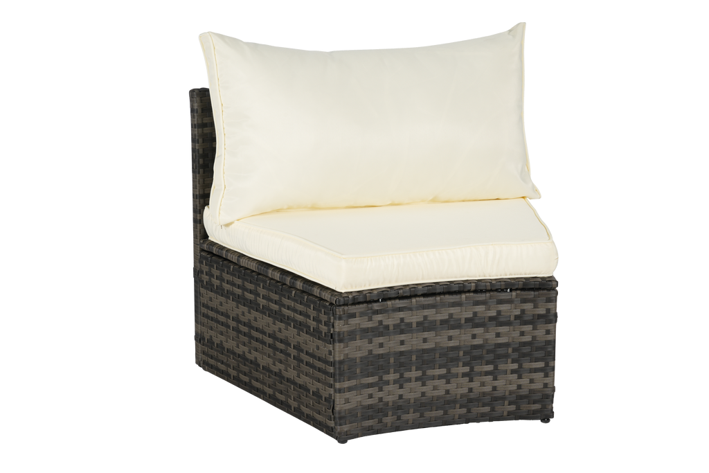 Outdoor Sectional Set PE Rattan Beige Half Moon 11pc