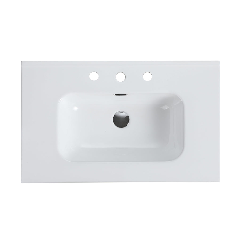 Glossy White Ceramic Integrated Sink
