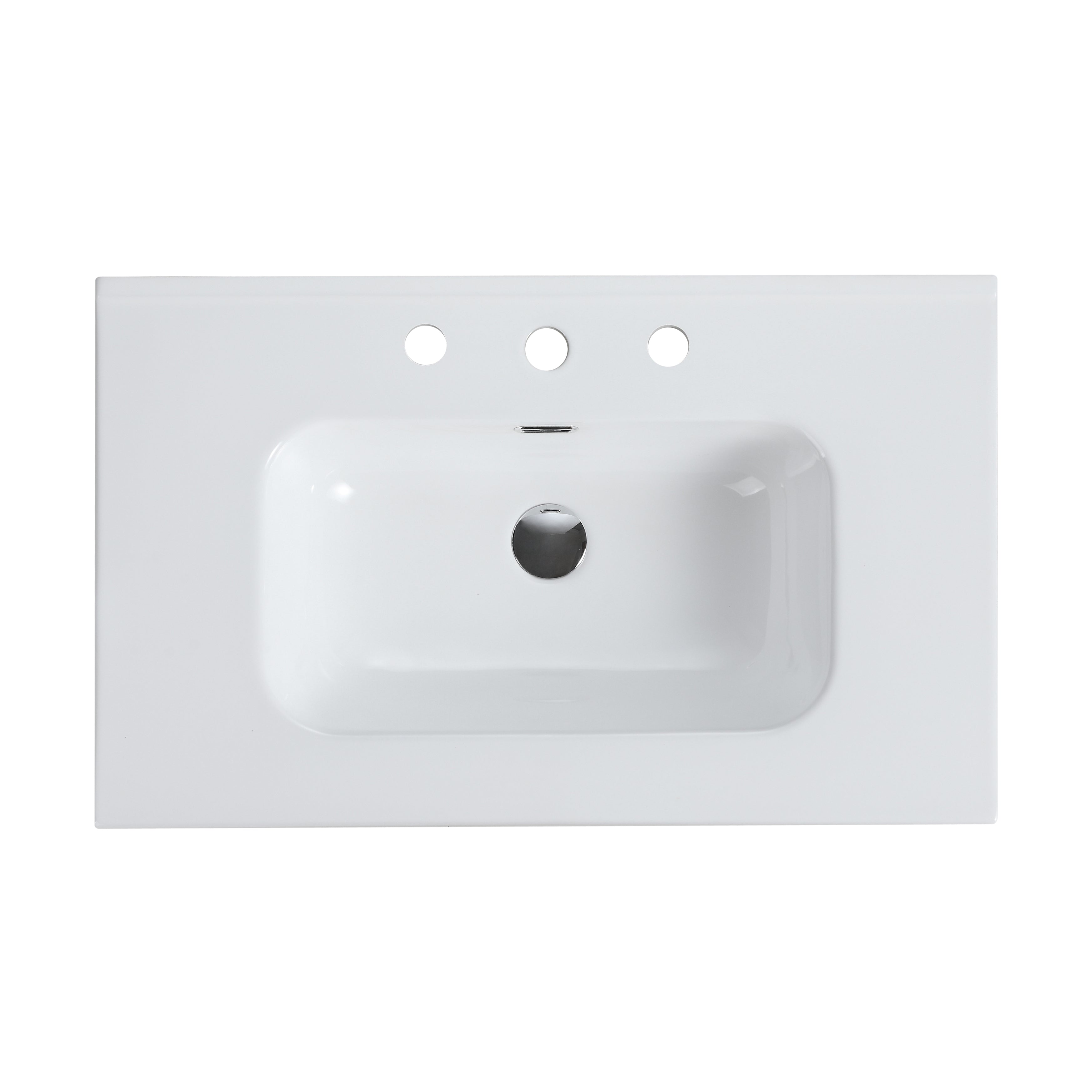 Glossy White Ceramic Integrated Sink