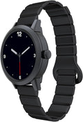 KAVVO Macaron 36mm Round Stylish Watch, 1.106'' AMOLED Retina Screen, Always-on Display, Silicone Magnetic Suction Strap, Female Health Record, Waterproof(Mistic Black)
