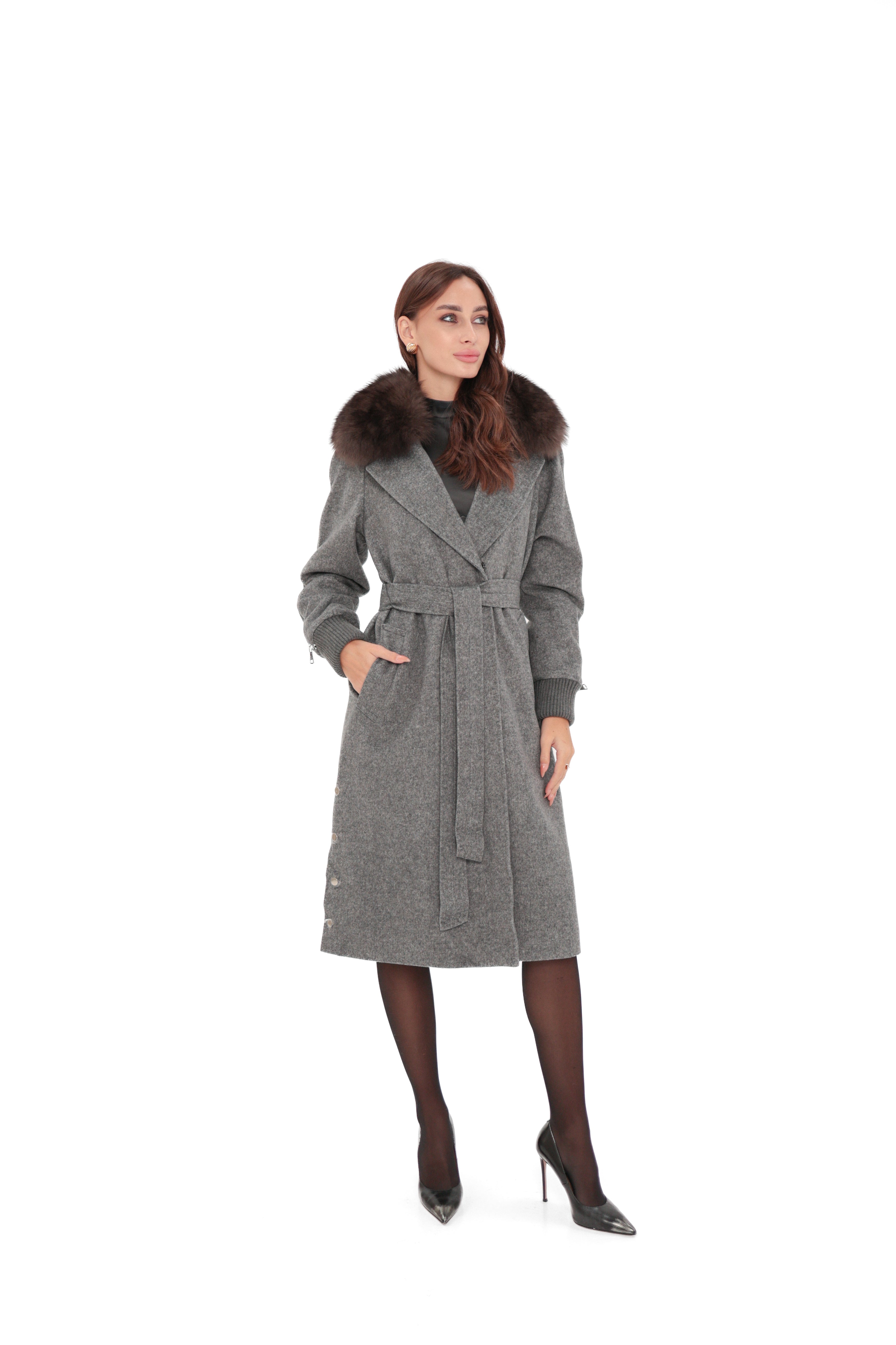 Carolina Genuine Polar Fox Wool Coat