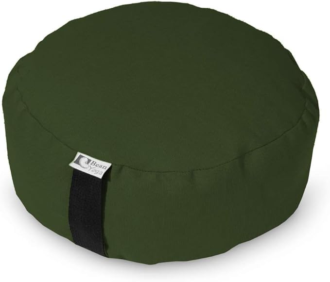 Bean Products Zafu Meditation Pillows for Sitting on Floor, Yoga Cushion, Cotton/Buckwheat Fill Yoga Pillow, Zafu Meditation Cushion, Zen Kneeling Prayer Pad- Made in USA - 14" Round - Earth