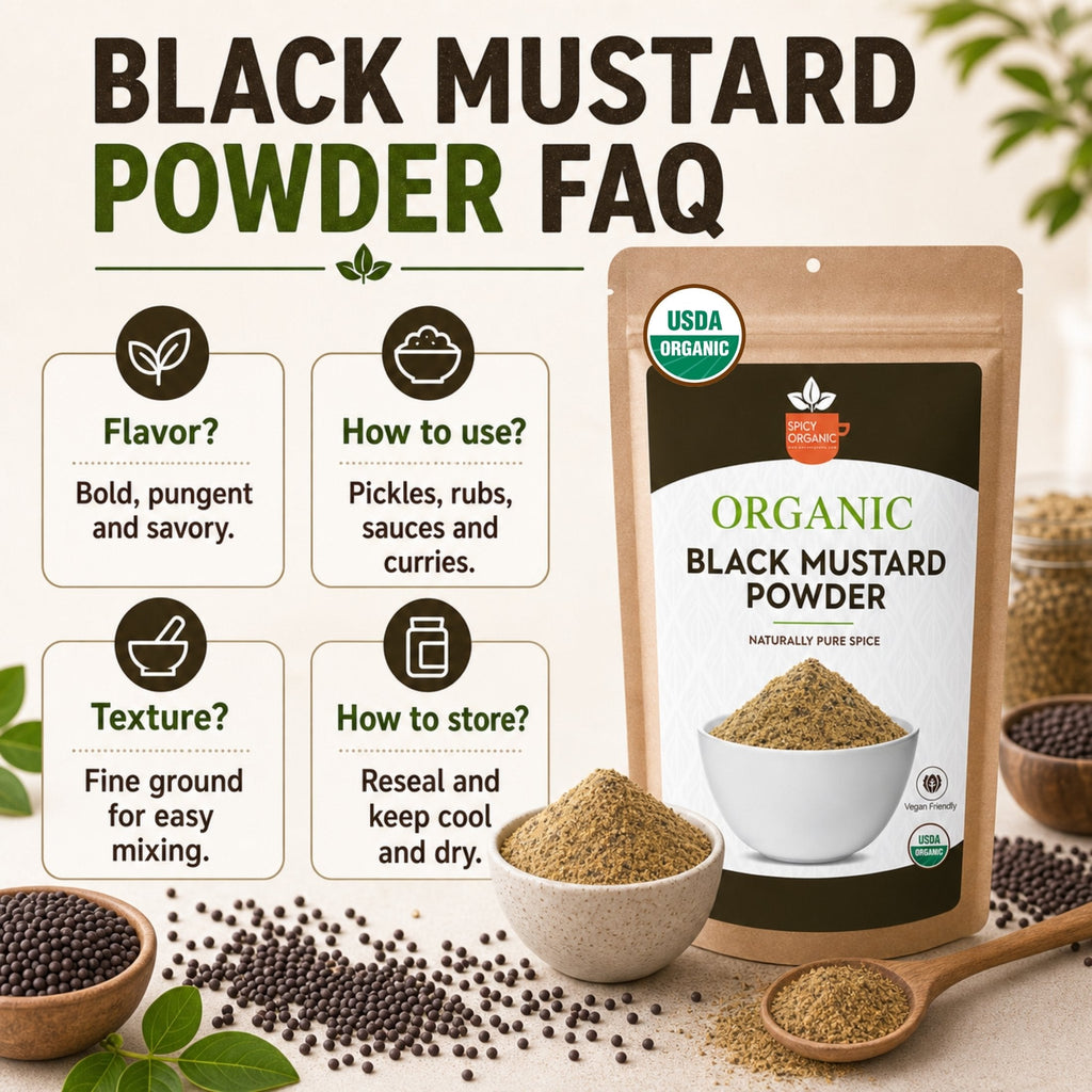 Organic Black Mustard Seed Powder – USDA Certified Organic Ground Mustard for Cooking & Seasoning