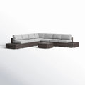 Outdoor Sectional Set HDPE Wicker Aluminum Gray 10 Piece 212 LB