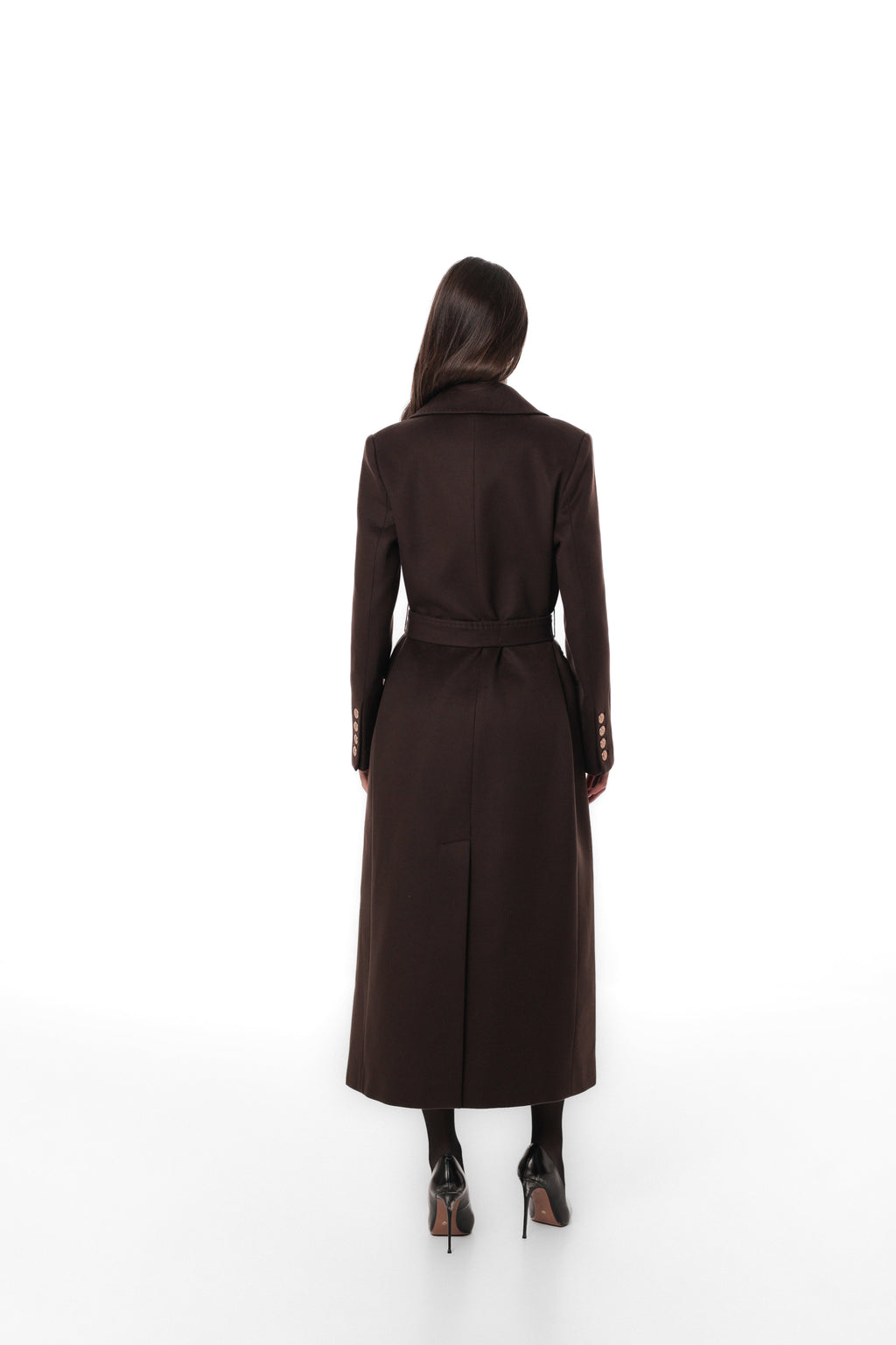 Ellis Tailored Cashmere Wool Coat in Chocolate