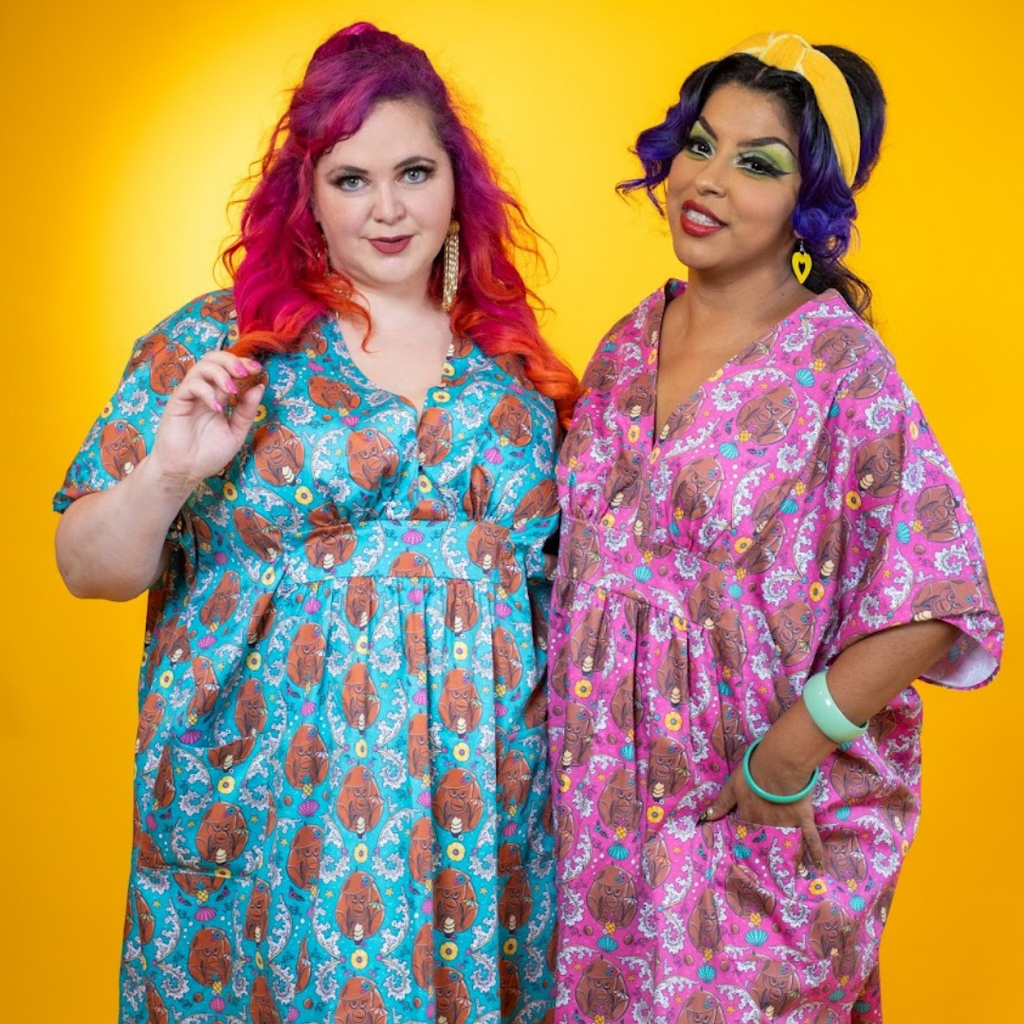 Monkey Business Maxi Caftan in Magenta Madness