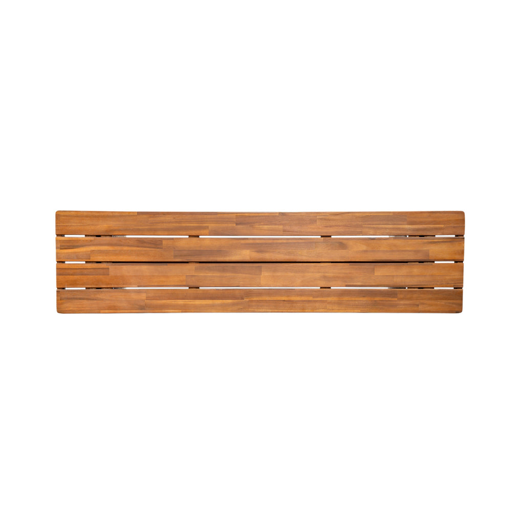 Outdoor Dining Set Acacia Wood Brown 3 Piece Table 2 Benches Rattan Legs