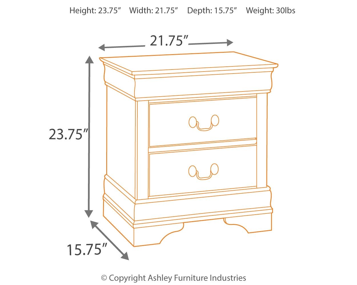 Alisdair - Two Drawer Night Stand - Reddish Brown