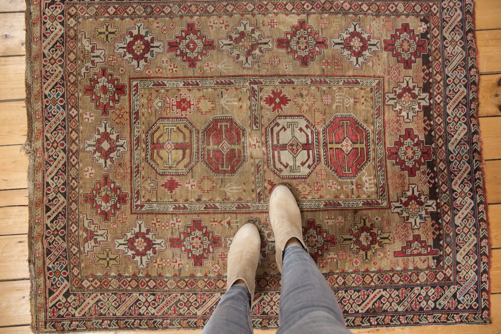 4x4.5 Antique Caucasian Square Rug