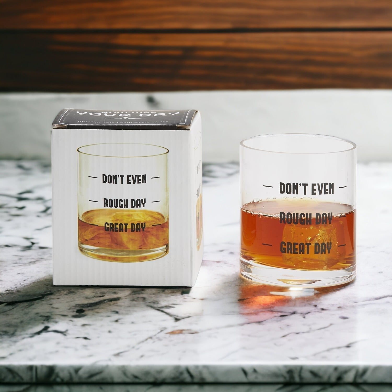 Whiskey Or Wine Stemless Glass Gift Set With Funny Barware Saying And Gift Box For Wine Lovers