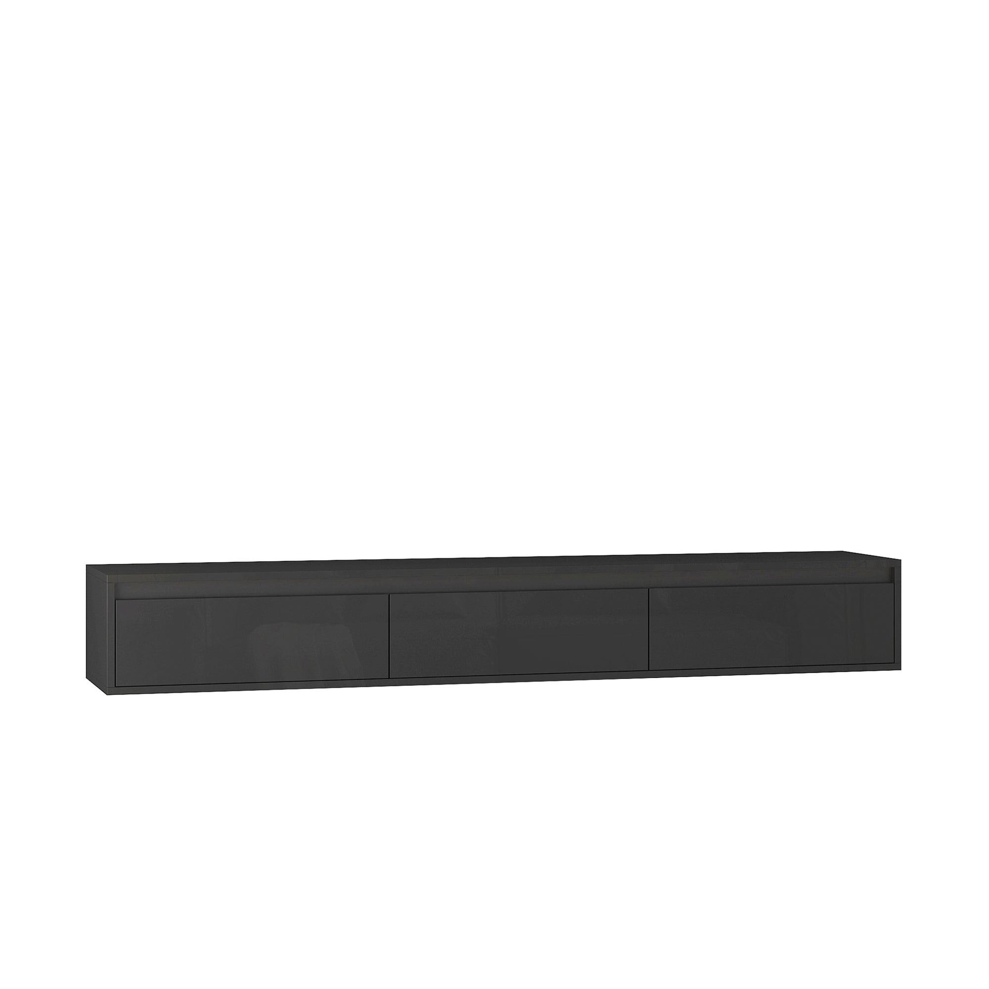 TV Stand Wall-Mounted Floating LED Black MDF 3 AC 2 USB Fits 65 In TV